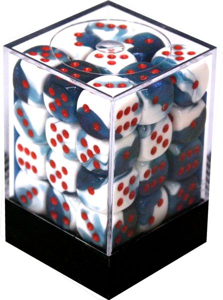 Boite de 36d6 Gemini Astral Blue-White w/red
