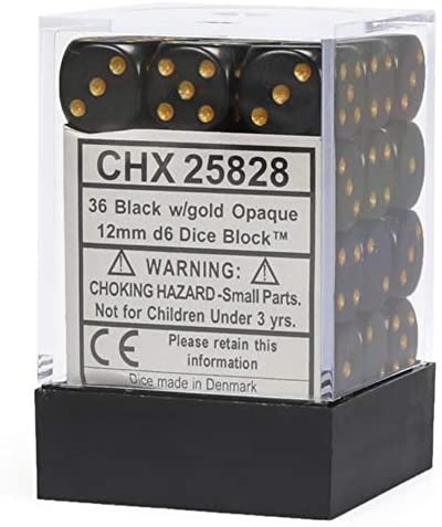 Boite de 36d6 Opaque Black w/gold