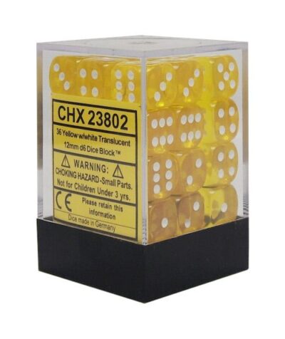 Boite de 36d6 Translucent Yellow w/white