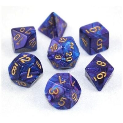 Dés en boite Lustrous Purple w/gold