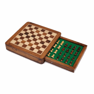 Coffret d'échecs magnétique avec tiroir 25cm